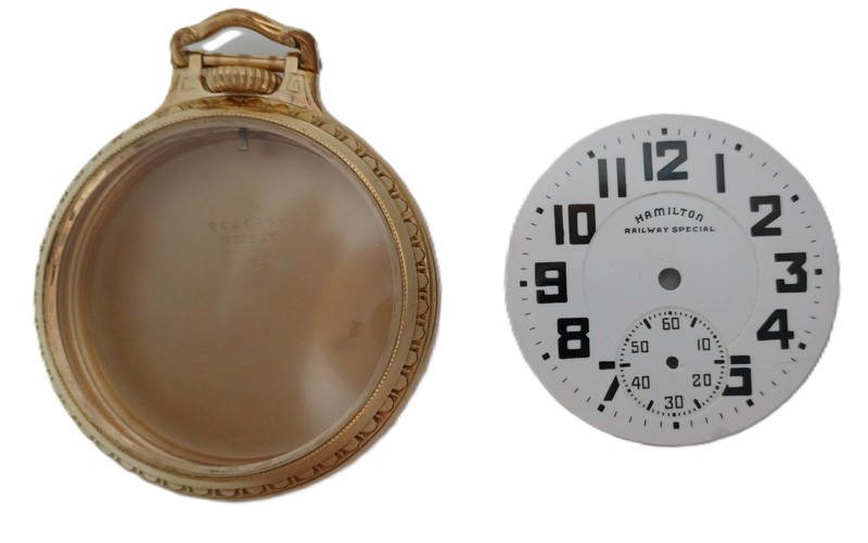 Hamilton Enamel Dial Hands 10K Gold Fill Case railroad Wadsworth Case H620708