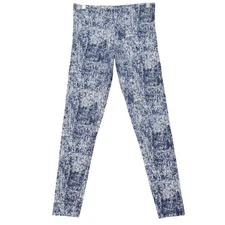 Modern Lux Blue White Leggings Chambray Stretch Classic Skinny Pant Women Size M