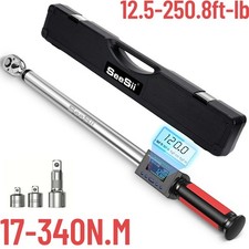Seesii 1/2" Drive LED Digital Torque Wrench 12.5-250 Ft.Lb with Buzzer 17-340N.m