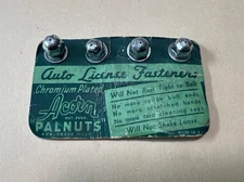 Vintage Auto License Plate Acorn PALNUTS Chrome Plated