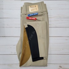 Tailored Sportsman Light Weight Technical Breeches Clarino Patch Mid Rise - TAN