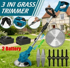 48V Cordless Strimmer Grass Trimmer Tree Cutter Garden Edger Electric 2 Battery~