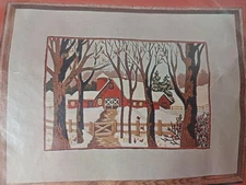 Bucilla Needlecraft Kit “Winter Scene” #2162 Crewel 21" x 26" VTG
