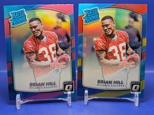 Brian Hill 2 Card 2017 Panini Opric Rated Rookie Pink + Red & Yellow RC #160. rookie card picture