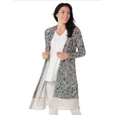 LOGO LORI GOLDSTEIN LONGLINE LETICIA MOSAIC PRINT LAGEN LOOK CARDIGAN XL NWT