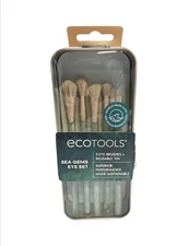 Ecotools Sea Gems Eye Set 5 Makeup Brushes Reusable Tin Marbled Green Travel NIB