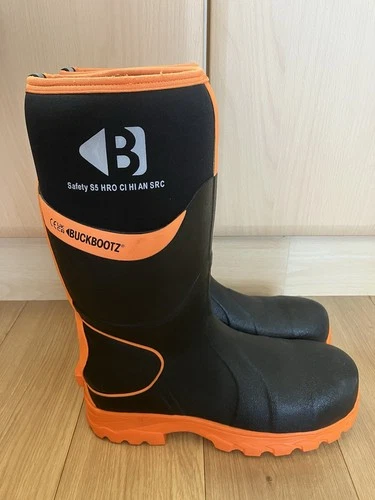 Buckbootz Men's Safety Wellies Wellington Boots Size 12 Hi Viz Orange Black