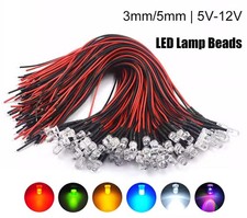 3mm/5mm LED Lamp Beads 5V-12V Low Voltage Light Emitting Diodes for DIY & Model