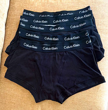 Calvin Klein Men  s Boxer Briefs Black Solid Jersey Cotton Blend Size L Lot 5