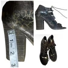 DIBA True “Tren Dee” Distressed Gladiator Leather Lace Up Sz 6 M Sandals Heels