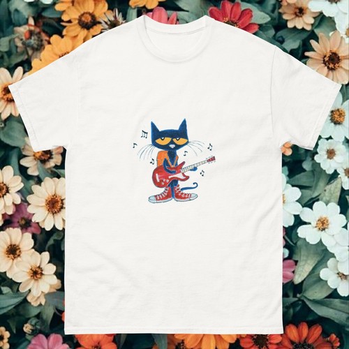 pete the cat playing guitar oversized tee, graphic tee, kids y2k pete the cat