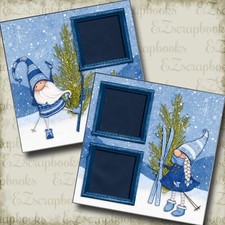 Gnomes in Snow - 2 Premade Scrapbook Pages - EZ Layout 5760