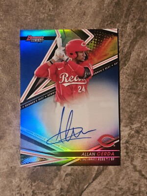 ALLAN CERDA 2022 BOWMAN'S BEST BLUE REFRACTOR AUTOGRAPH AUTO #'d /150   REDS