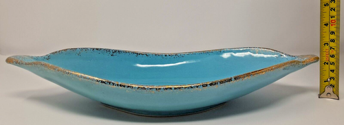 California Pottery Turquoise w/ Gold Console Bowl Mid-Century Modern USA 45 - Picture 9 of 11