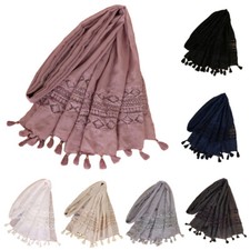 Women Ladies Tassel Scarf Hijab Muslim Islamic Long Scarves Shawl Wrap Headwear