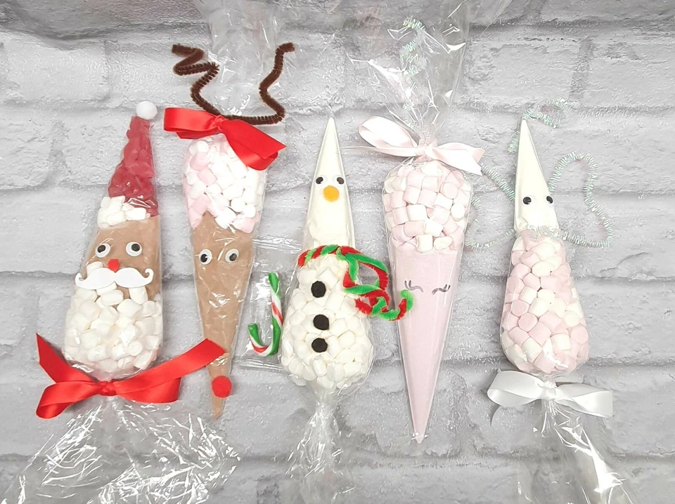 THE CAKE AND SUGARCRAFT STORE Christmas Santa & Reindeer Hot Chocolate Cones-Christmas Eve Box/Stocking Filler