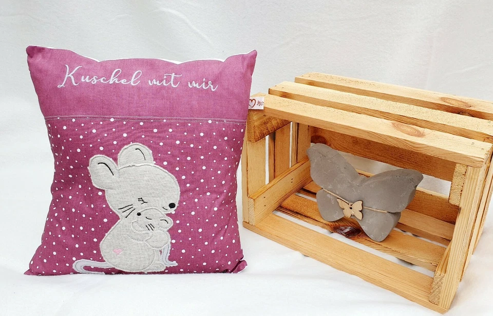 Kissen mit Namen Aufschrift bestickt Geburt Geschenk personalisiert  Handmade - Bild 4 von 4