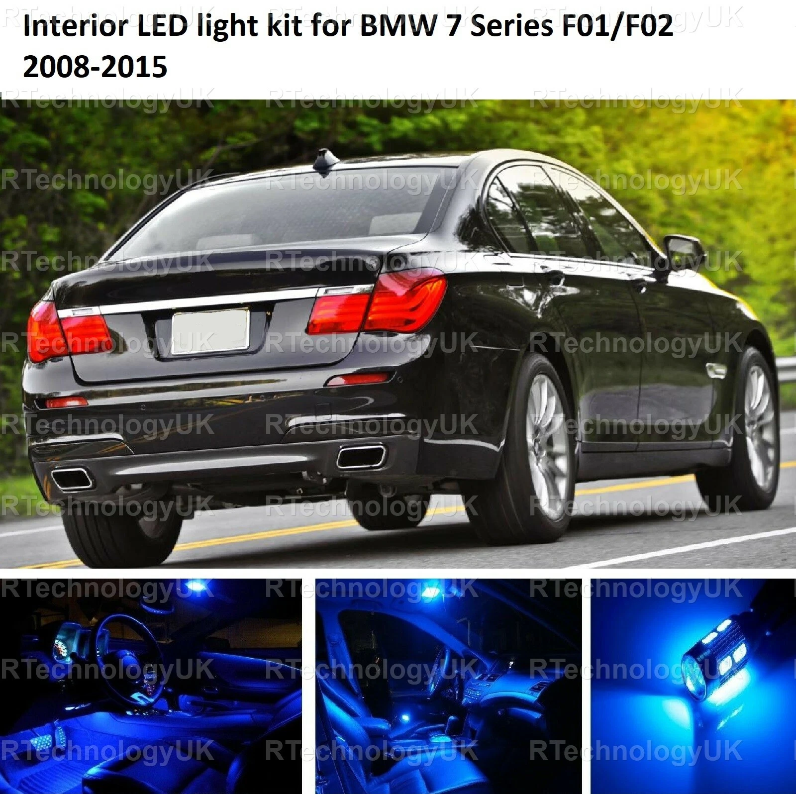 PREMIUM BLUE for BMW 7 SERIES F01 F02 2008-2015 LED INTERIOR KIT LIGHT KIT