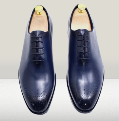 genuine calf leather men dress shoes blue Carrucci Mens Navy Blue Lace-up Oxford Leather Dress Shoes With Lug So The Suit Depot