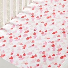 Pottery Barn Hearts Organic Crib Fitted Sheet White Pink