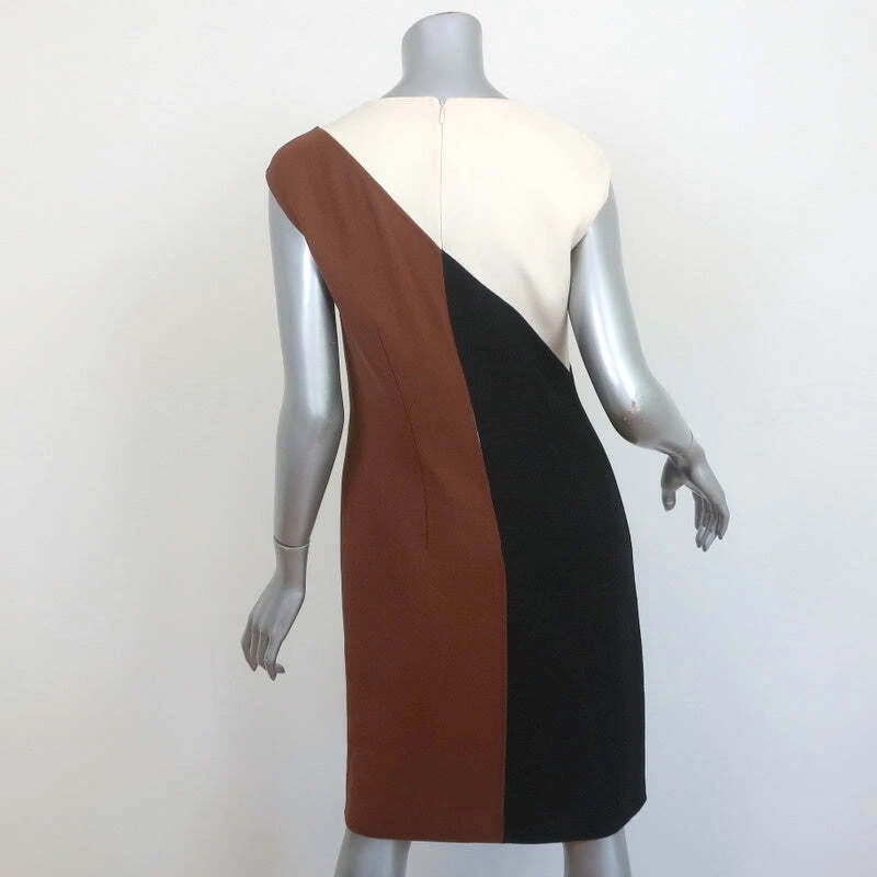 Vestido Michael Kors Collection Colorblock Marfil/Negro/Marrón Lana Talla 6 NUEVO Foto 4 de 4