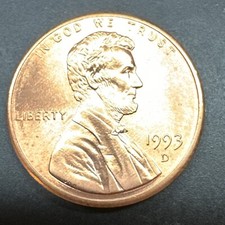 1993 D Lincoln Memorial Cent Penny - Red RD Gem BU UNCIRCULATED - Free Shipping