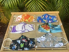 6 Hawaiian Face Mask Cover Handcrafted Fabric Double Layer Filter Reversible