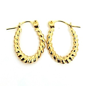 hoop oval earrings gold scalloped karat yellow