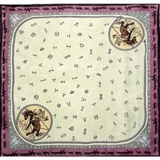 Wyoming Traders Wild Rag Cowboy Horse Brand Beige Silk Scarf - 34.5"