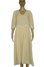 LoveShackFancy Lace Crochet Trim Beige Short Sleeve Casual Midi Dress New S