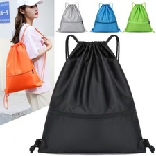 Unisex Drawstring Bag Large Sport Swimming Gym PE Sack Bag With Zipper Pockets