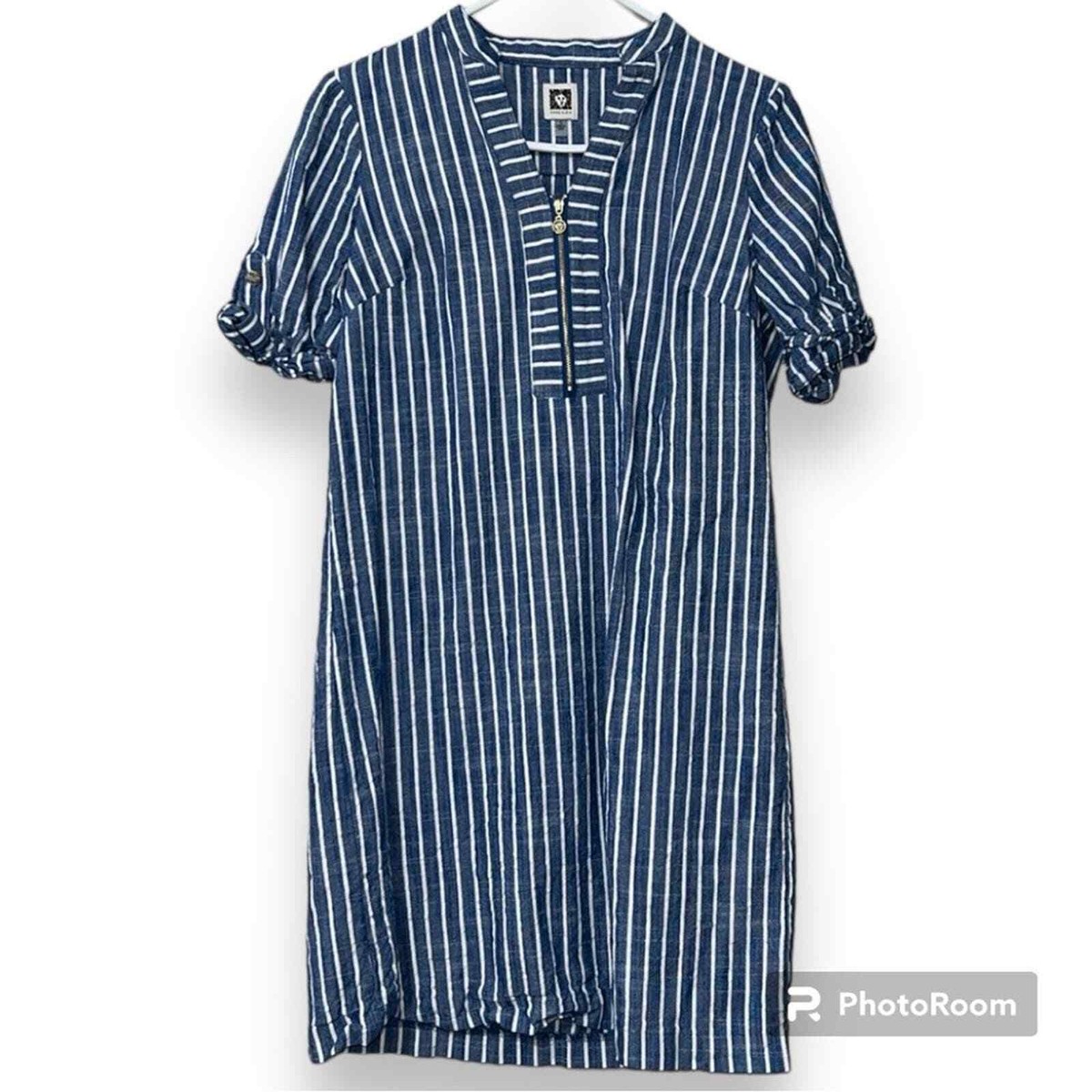 anne klein white and blue stripes bow dress Slate Blue Chiffon Ruffled Slit Strappy Back Long Bridesmaid Prom Dress main image 1