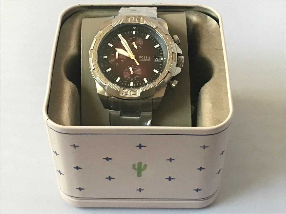 Fossil FS5878 Bronson Chronograph Stainless Steel Red Analog