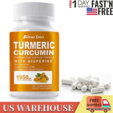 Turmeric Curcumin Bioperine 1950mg High Absorption Triple Strength Capsules USA