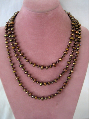 HONORA KUPFER/BRONZE BAROCK 64'' EINZELSTRANG STERLINGSILBER HALSKETTE