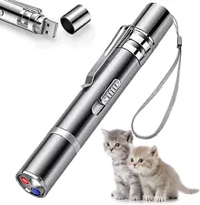 Cat Toys Laser Pointer for Indoor, Rechargeable, 7 Adjustable Wand Red Light Pet