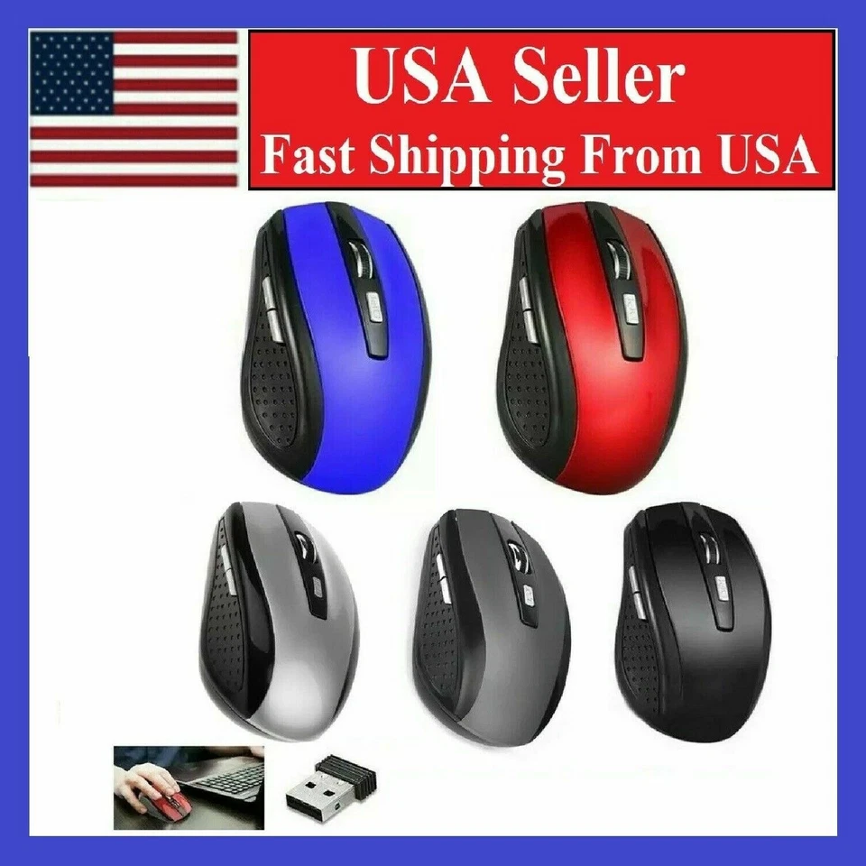 2.4GHz Wireless Optical Mouse Mice & USB Receiver For PC Laptop Computer Monitor - Image 2 of 4