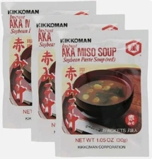 Pack of 3 - Kikkoman Instant AKA Miso Soup Soybean Paste Soup Red Miso Soup