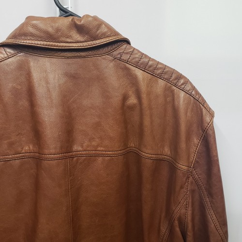 Vintage Roundtree and Yorke Leather Jacket Men's Sz XL Brown Bomber Lambskin - Picture 10 of 21