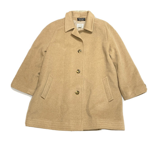 Vintage Norm Thompson Cashmere Blend Coat England Large 14 Trench Tan Jacket