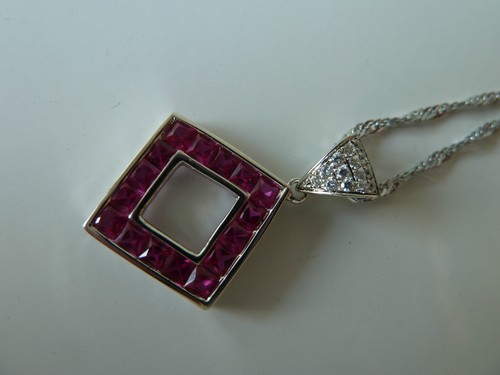 Colgante de plata esterlina 925 (rubí) calidad AAAAA grado CZ, franqueo gratuito - Imagen 2 de 8