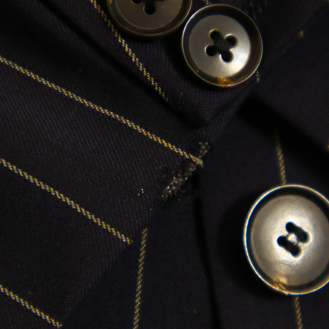 Vintage Hugo Boss 2 Piece Suit 44R Navy Blue Pinstripe Wool 3 Button thumbnail 10