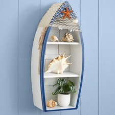 Estante de pared náutico de madera para barco colgante exhibición de canoa playa costera decoración del hogar
