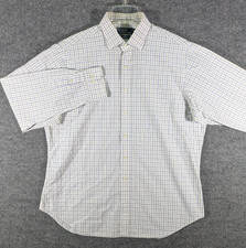 VTG Polo Ralph Lauren Mens 17.5 36/37 White Blue Regent Classic Fit Dress Shirt
