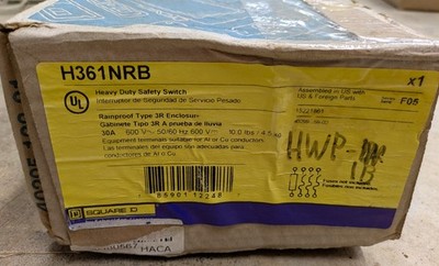 Square D Heavy Duty Safety Switch H361NRB 30A 600V NEMA 3R *distressed box*
