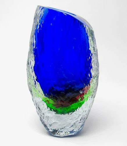 Unusual 20th Century Murano Sommerso Submerged Freeform Vase & Label 4.4kg