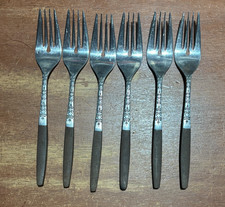 Interpur INR2 Stainless Salad Fork Set of 6 Brown Composite Wood Handle