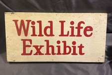 Vintage Folk Art Painted Wildlife Exhibit Amusement Park Carnival Wooden Sign
