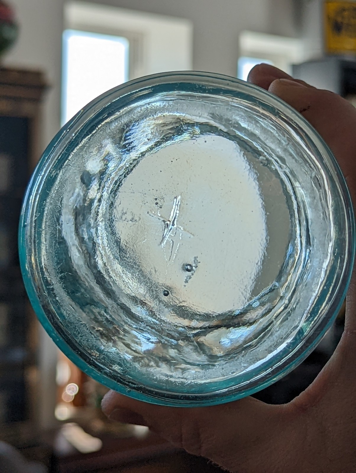 ***RARE*** Aqua Quart Cross Over CFJ Mason Fruit Jar