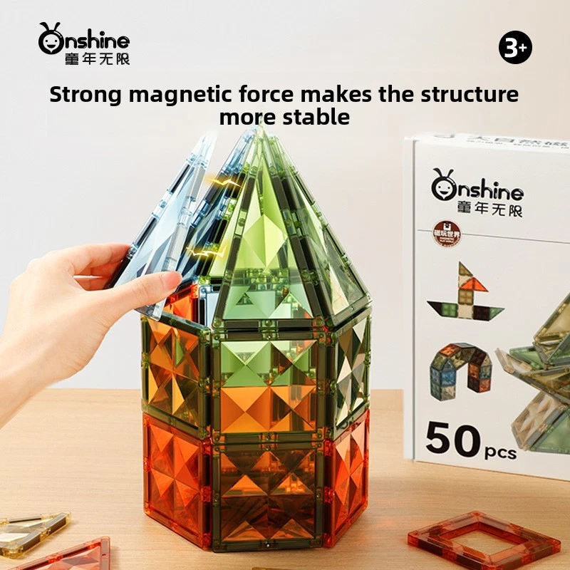 100PC Magnet Tiles Mag-Genius Magnetic Building Blocks SET Toys For Kids GIFT - Image 3 of 4